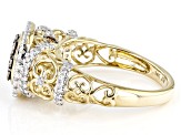 Champagne And White Diamond 14k Yellow Gold Cluster Ring 1.00ctw