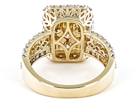 Natural Yellow And White Diamond 14k Yellow Gold Cluster Ring 1.70ctw