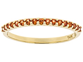 Orange Sapphire 14k Yellow Gold Band Ring 0.25ctw