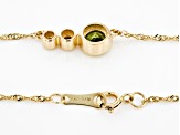 Green Peridot And White Diamond 14k Yellow Gold August Birthstone Bar Necklace 0.56ctw
