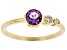 Purple Amethyst And White Diamond 14k Yellow Gold February Birthstone Ring 0.49ctw