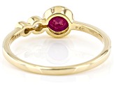 Red Ruby And White Diamond 14k Yellow Gold July Birthstone Ring 0.70ctw
