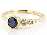 Blue Sapphire And White Diamond 14k Yellow Gold September Birthstone ...