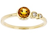 Citrine And White Diamond 14k Yellow Gold November Birthstone Ring 0.50ctw