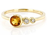 Citrine And White Diamond 14k Yellow Gold November Birthstone Ring 0.50ctw