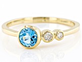 Swiss Blue Topaz And White Diamond 14k Yellow Gold December Birthstone Ring 0.55ctw