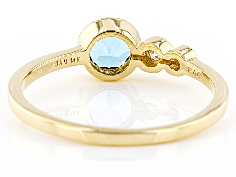 Swiss Blue Topaz And White Diamond 14k Yellow Gold December Birthstone Ring 0.55ctw