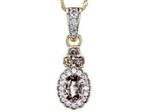 Color-Shift Blush Garnet And White Diamond 14k Yellow Gold Pendant With 18" Singapore Chain 0.75ctw