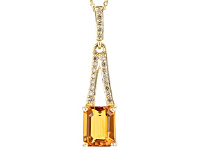 Madeira Citrine And Champagne Diamond 14k Yellow Gold Pendant With 18" Singapore Chain 3.04ctw