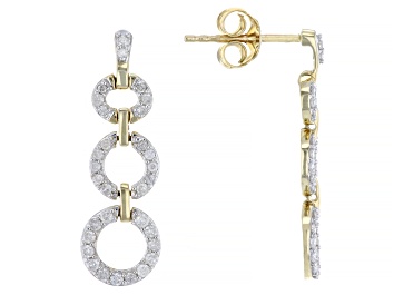 Picture of White Diamond 14k Yellow Gold Dangle Earrings 0.30ctw