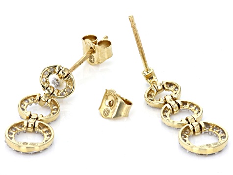 White Diamond 14k Yellow Gold Dangle Earrings 0.30ctw
