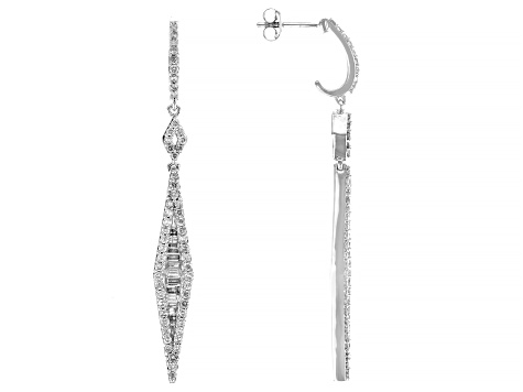 White Diamond 14k White Gold Dangle Earrings 1.50ctw