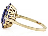 Tanzanite And White Diamond Accent 14k Yellow Gold Center Design Halo Ring 2.70ctw