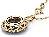 Tanzanite And White Diamond 14k Yellow Gold Halo Pendant With 18" Singapore Chain 3.19ctw