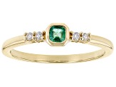 Zambian Emerald And White Diamond 14k Yellow Gold Set of 3 Stackable Rings 0.46ctw