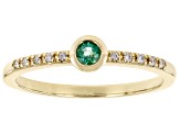 Zambian Emerald And White Diamond 14k Yellow Gold Set of 3 Stackable Rings 0.46ctw