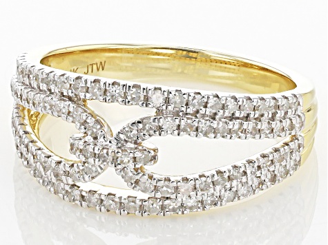 White Diamond 14k Yellow Gold Band Ring 0.50ctw