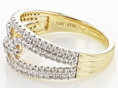 White Diamond 14k Yellow Gold Band Ring 0.50ctw