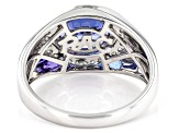 Blue Tanzanite And White Diamond 14k White Gold Mens Ring 2.46ctw