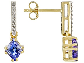 Tanzanite And White Diamond 14k Yellow Gold Earrings 1.00ctw