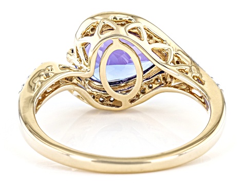 Tanzanite And White Diamond 14k Yellow Gold Ring 1.96ctw