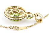 Peridot With White And Champagne Diamond 14k Yellow Gold Pendant 3.06ctw