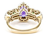 Tanzanite, Tsavorite Garnet And White Diamond 14k Yellow Gold Ring 2.77ctw