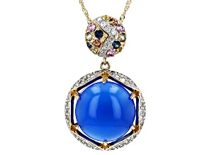 Chalcedony, Diamond And Multi-Color Sapphire 14k Yellow Gold Pendant 0.87ctw