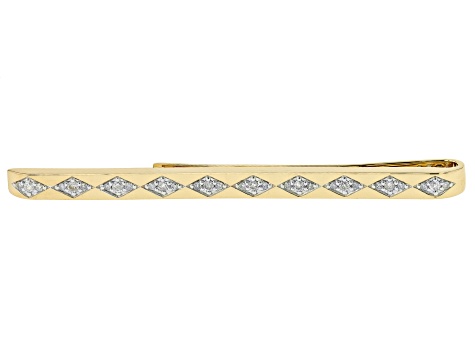 White Diamond 14k Yellow Gold Mens Tie Clip 0.25ctw - PAC528