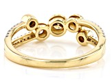 Champagne And White Diamond 14k Yellow Gold Band Ring 0.50ctw