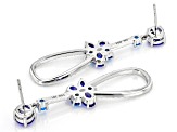 Tanzanite, White Diamond, Blue Neon Apatite And Blue Kyanite 14k White Gold Dangle Earrings 2.85ctw