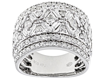 Picture of White Diamond 950 Platinum Wide Band Ring 2.00ctw