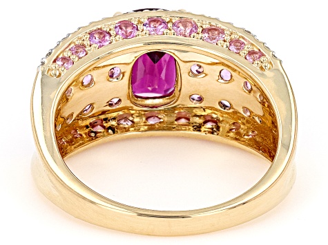 Rhodolite Garnet, Pink Sapphire, White And Champagne Diamond 14k