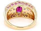 Rhodolite Garnet, Pink Sapphire, White And Champagne Diamond 14k Yellow Gold Ring 4.14ctw