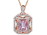 Kunzite And White Diamond 14k Rose Gold Pendant With 18" Singapore Chain 4.80ctw