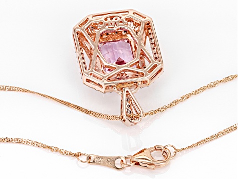 Kunzite And White Diamond 14k Rose Gold Pendant With 18" Singapore Chain 4.80ctw