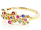 Multi-Color Sapphire 14k Yellow Gold Band Ring 0.42ctw