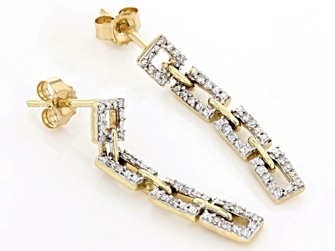 White Diamond 14k Yellow Gold Dangle Earrings 0.10ctw
