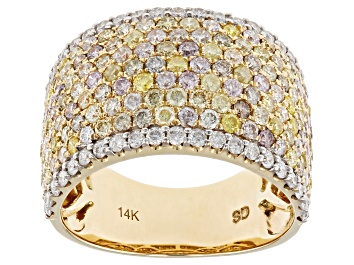 Picture of Multi-Color And White Diamond 14k Yellow Gold Wide Band Ring 2.55ctw