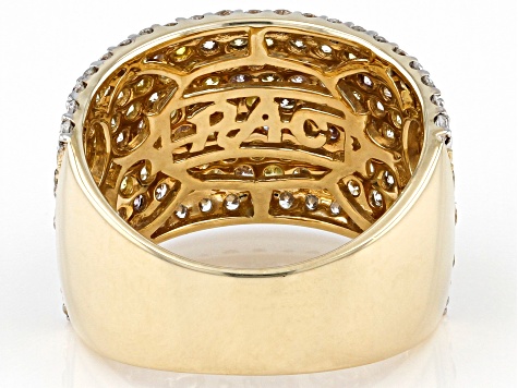 Multi-Color And White Diamond 14k Yellow Gold Wide Band Ring 2.55ctw