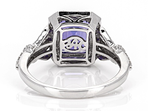 Tanzanite And White Diamond 14k White Gold Halo Ring 4.17ctw