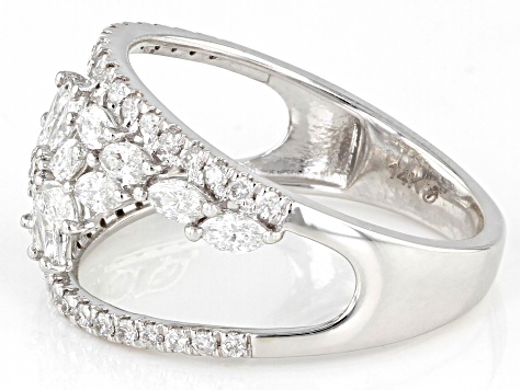 White Diamond Rhodium Over 14k White Gold Open Design Ring 1.25ctw