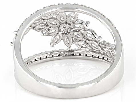 White Diamond Rhodium Over 14k White Gold Open Design Ring 1.25ctw