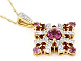 Rhodolite, Garnet And Diamond 14k Yellow Gold Pendant With 18" Singapore Chain 2.74ctw