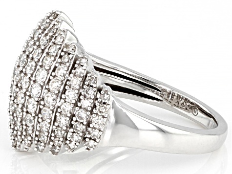 White Diamond 14k White Gold Cluster Ring 1.00ctw