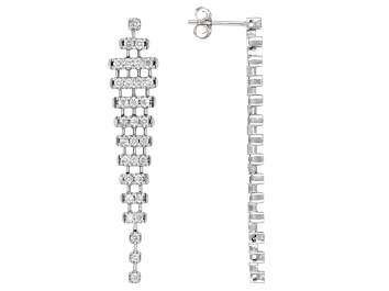 Picture of White Diamond 14k White Gold Drop Earrings 1.00ctw