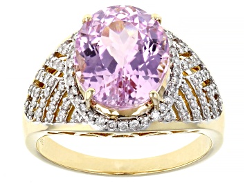 Picture of Kunzite And White Diamond 14k Yellow Gold Center Design Ring 6.33ctw