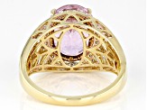 Kunzite And White Diamond 14k Yellow Gold Center Design Ring 6.33ctw