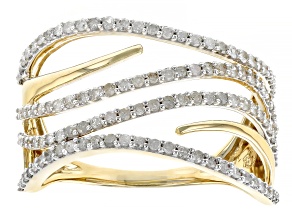 White Diamond 14k Yellow Gold Open Design Ring 0.50ctw