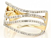 White Diamond 14k Yellow Gold Open Design Ring 0.50ctw
